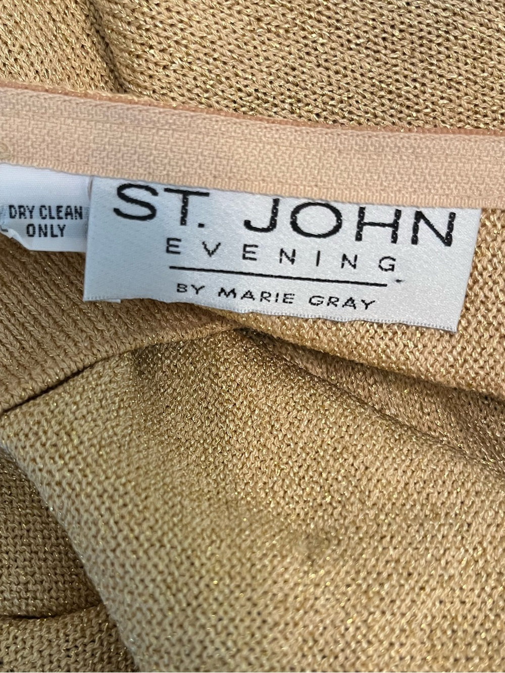 St. John Evening by Marie Gray Vintage Black & Gold Metallic Knit Maxi Dress - Picture 3 of 16